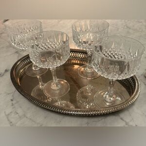 Cristal D’Arque Longchamp Tall Sherbet FRENCH heavy Lead Crystal / Set 4 in Box